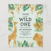 Budget Wild One Green Gold Safari uitnodiging (Voorkant)