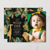Budget Wild One Photo Green Gold Black Birthday (Voorkant / Achterkant)