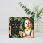 Budget Wild One Photo Green Gold Black Birthday (Staand voorkant)