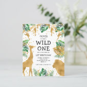 Budget Wild One Safari 1e verjaardag Uitnodiging (Staand voorkant)