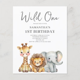 Budget Wild One Safari 1e verjaardag Uitnodiging Flyer