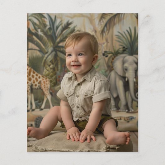 Budget Wild One Safari 1e verjaardagsfeest foto Flyer (Achterkant)