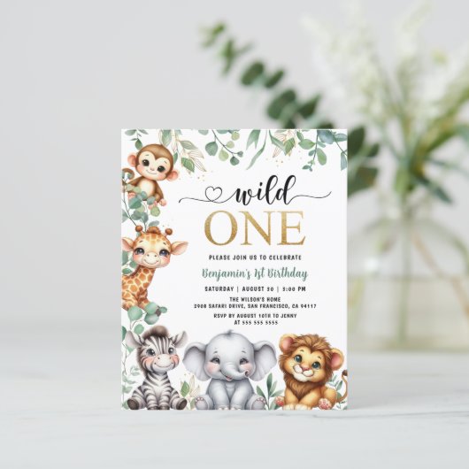 Budget Wild One Safari Animals 1e verjaardag Uitno (Staand voorkant)