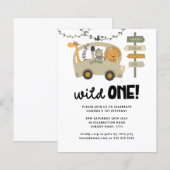 Budget Wild One Safari Animals 1e verjaardag Uitno (Voorkant / Achterkant)