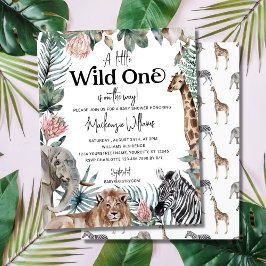 Budget Wild One Safari Animals Baby shower nodigt 