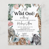 Budget Wild One Safari Animals Baby shower nodigt  (Voorkant)