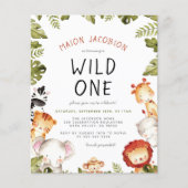 Budget Wild One Safari Animals Boy Birthday Party (Voorkant)