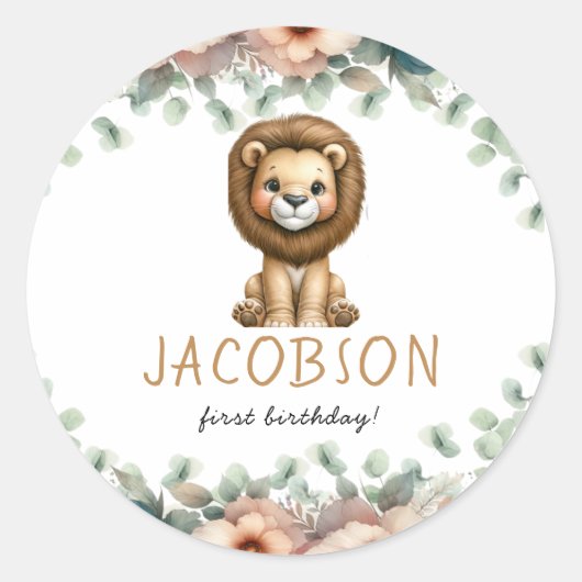 Budget Wild One Safari Animals Boy Birthday Party Ronde Sticker (Voorkant)