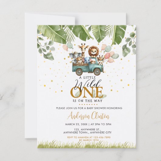 Budget Wild One Safari Baby shower (Voorkant)