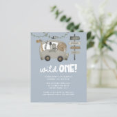 Budget Wild One Safari Blue Boy First Birthday (Staand voorkant)