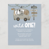 Budget Wild One Safari Blue Boy First Birthday (Voorkant)
