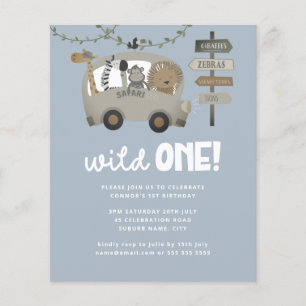 Budget Wild One Safari Blue Boy First Birthday