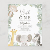 Budget Wild One Safari Boy's 1st Birthday Flyer (Voorkant)