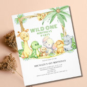 Budget Wild One Safari Dieren Verjaardag Uitnodigi Flyer