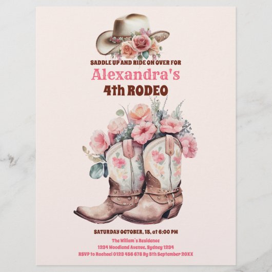 Budget Wild West Cowgirl Verjaardagsfeest Flyer (Voorkant)