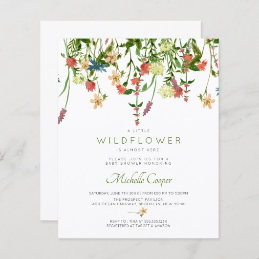 Budget Wildbloem Baby shower (Voorkant / Achterkant)