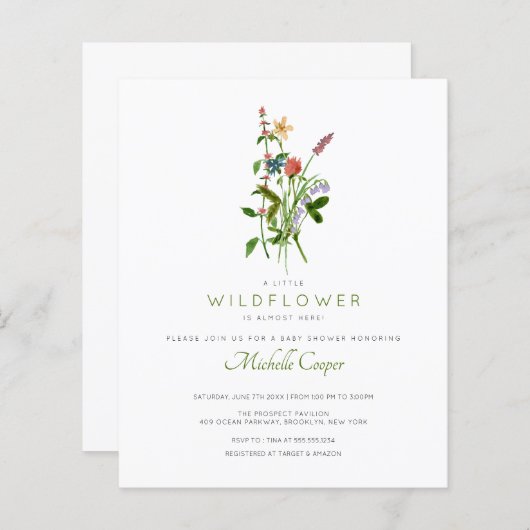 Budget Wildbloem Baby shower (Voorkant / Achterkant)