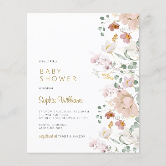 Budget Wildbloemen Baby shower (Voorkant)