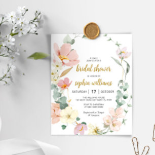 Budget Wildbloemen Bridal Shower Uitnodiging