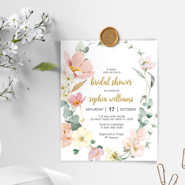 Budget Wildbloemen Bridal Shower Uitnodiging (Creator heeft geüpload)