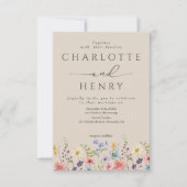 Budget Wildbloemen Eenvoudige QR Code Tuin Bruilof Kaart (Voorkant)