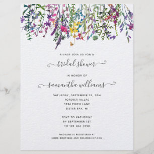 BUDGET Wildbloemen Floral Bridal Shower Uitnodigin Flyer