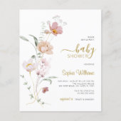 Budget Wildbloemen Gentle Baby shower Invitation (Voorkant)