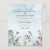 Budget Wildbloemen Stusty Blue Wedding Invitation (Voorkant)