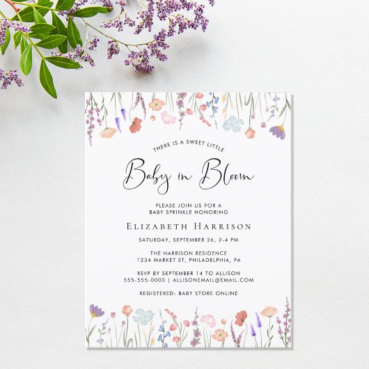 Budget Wilde Baby in Bloom Shower Invitation