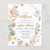 Budget Wilde Bloem Baby Shower Uitnodiging (Voorkant)