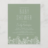 Budget Wilde Bloem Boho Baby Shower Saliegroen Flyer (Voorkant)