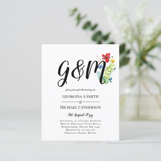 Budget Wilde Bloem Typografie foto Huwelijks UITNO (Staand voorkant)