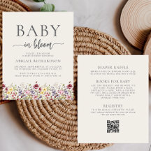 Budget Wilde Bloemen Beige QR Code Baby Shower