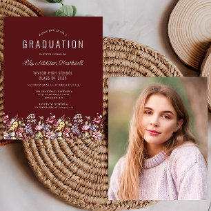 Budget Wilde Bloemen Foto Bordeaux Kleur Afstudeer