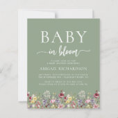 Budget Wilde Bloemen Saliegroen QR Code Baby Showe (Voorkant)