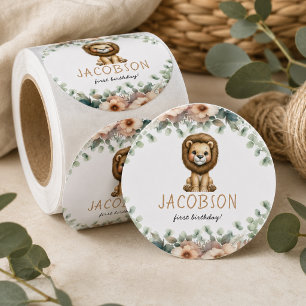 Budget Wilde Eén Safari Dieren Jongens Verjaardags Ronde Sticker
