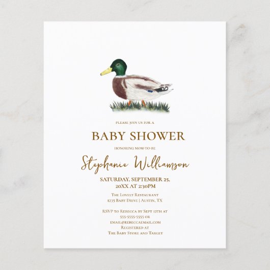 Budget Wilde Eend Babyshower (Voorkant)