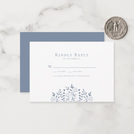 BUDGET Wilde Floral Wedding RSVP Kaart Notitiekaartje (Voorkant / Achterkant in situ)