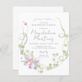 Budget Wildflower 100e verjaardag Uitnodiging (Voorkant / Achterkant)