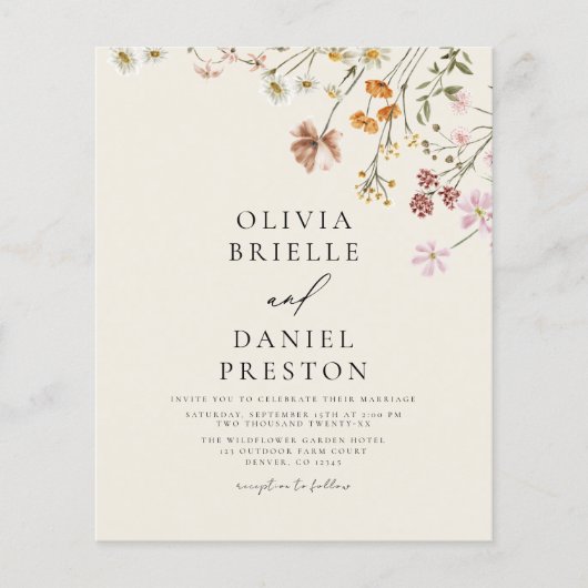 Budget Wildflower Alles in Een QR Code Trouwen (Voorkant)