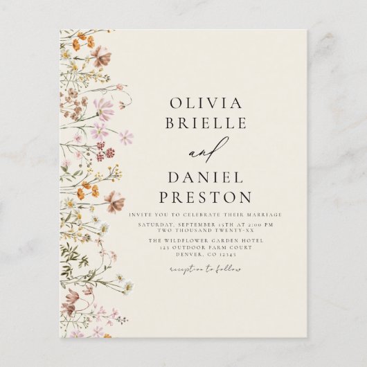 Budget Wildflower Alles in Een QR Code Trouwen (Voorkant)