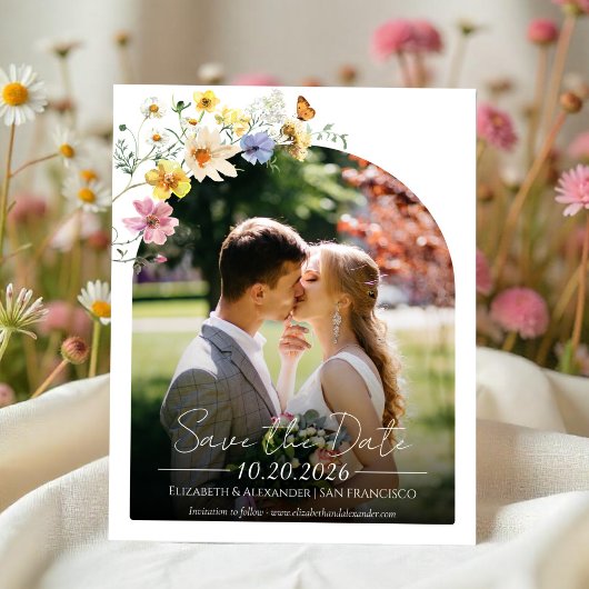 Budget Wildflower Arch | Boho Foto De datum opslaa