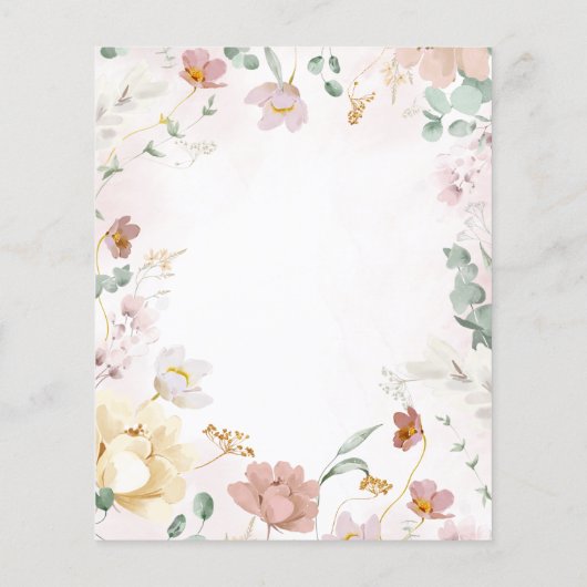 Budget Wildflower Baby 1e verjaardagsuitnodiging (Achterkant)