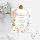 Budget Wildflower Baby 1e verjaardagsuitnodiging