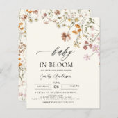 Budget Wildflower Baby in Bloom Uitnodiging (Voorkant / Achterkant)