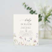 Budget Wildflower Baby in Bloom Uitnodiging (Staand voorkant)