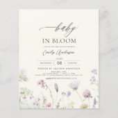Budget Wildflower Baby in Bloom Uitnodiging (Voorkant)