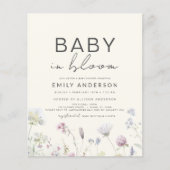 Budget Wildflower Baby in Bloom Uitnodiging (Voorkant)