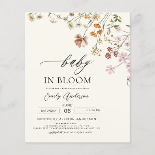 Budget Wildflower Baby in Bloom Uitnodiging Flyer