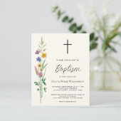 Budget Wildflower Baptism Uitnodiging (Staand voorkant)